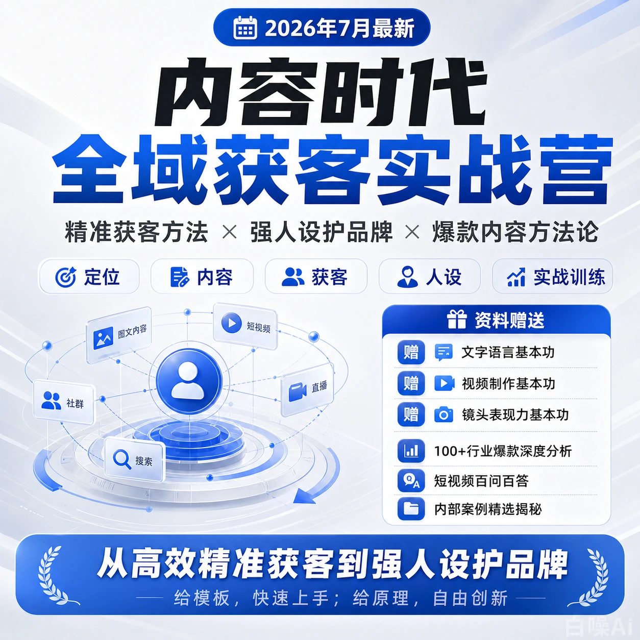2026最新内容时代全域获客实战营 精准获客强人设爆款内容-聚财网创