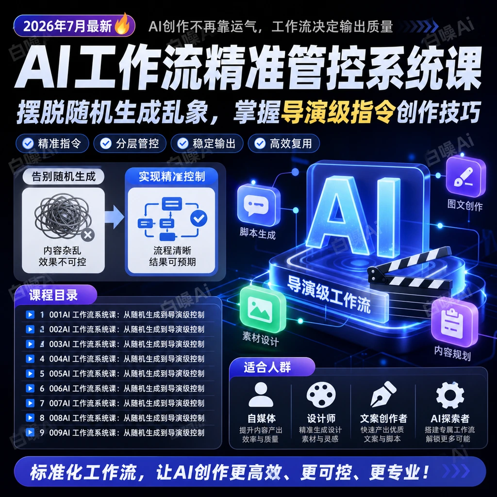 AI工作流系统课：导演级精准管控创作技巧-聚财网创