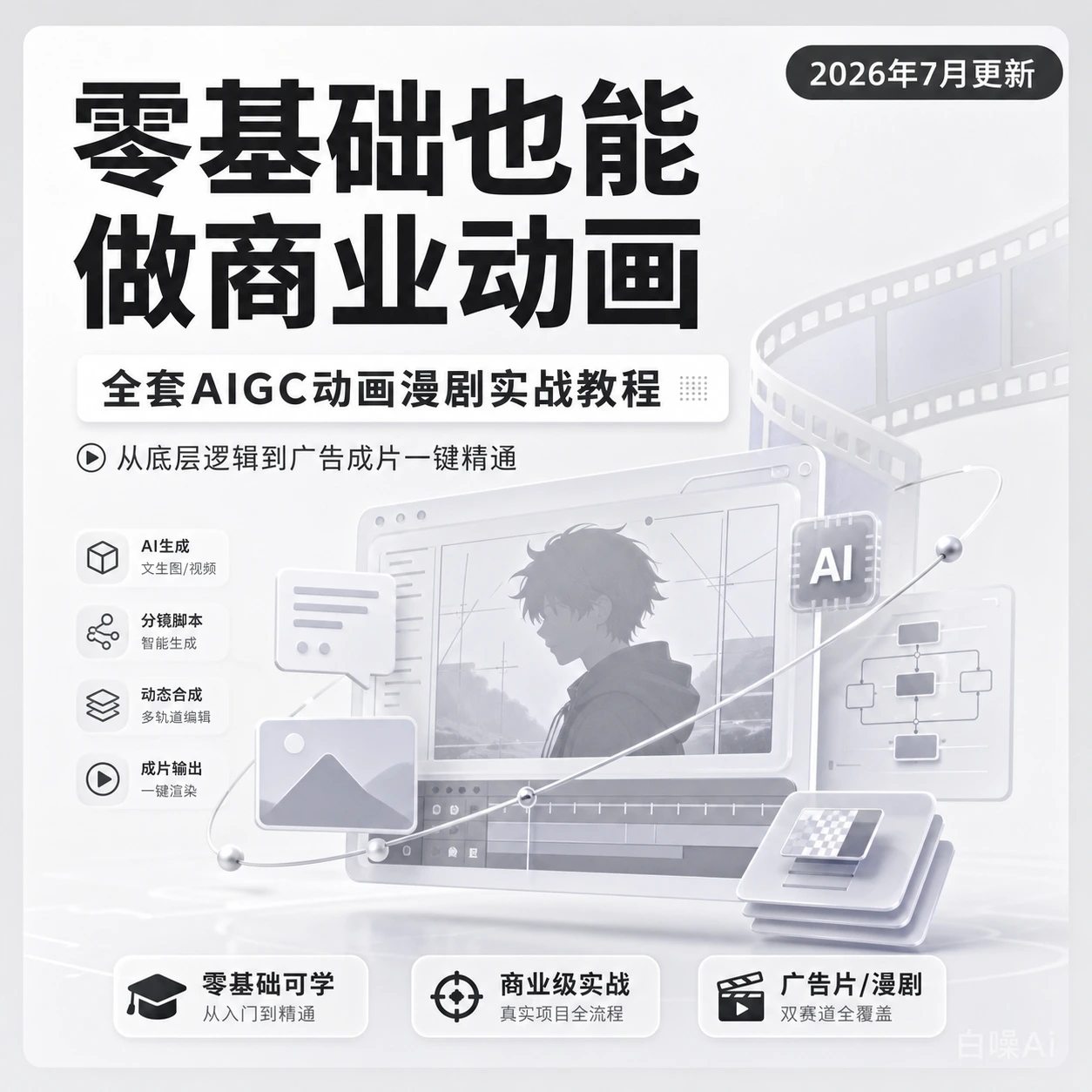 2026最新零基础AIGC商业动画漫剧实战教程，从入门到商业成片-聚财网创