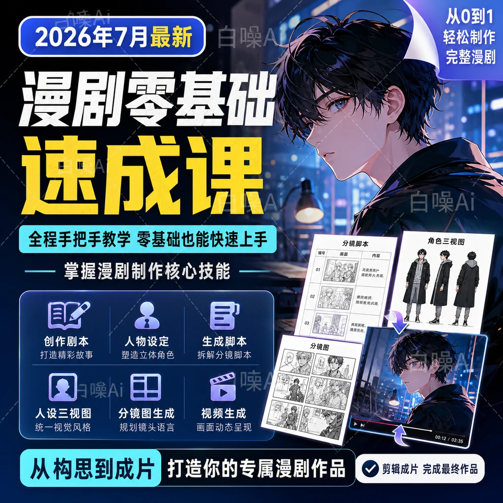 漫剧零基础速成课 全程手把手教学-聚财网创