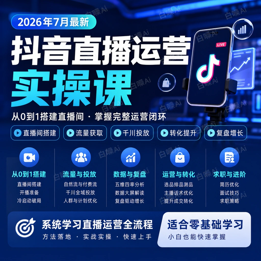 2026抖音直播运营实操课：从0到1搭建到增长闭环-聚财网创