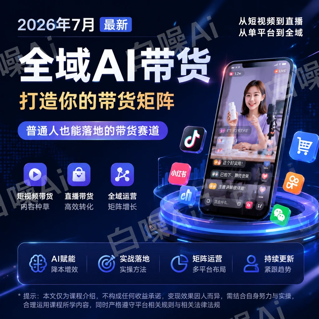 全域AI带货实战课程 从短视频到直播全链路-聚财网创