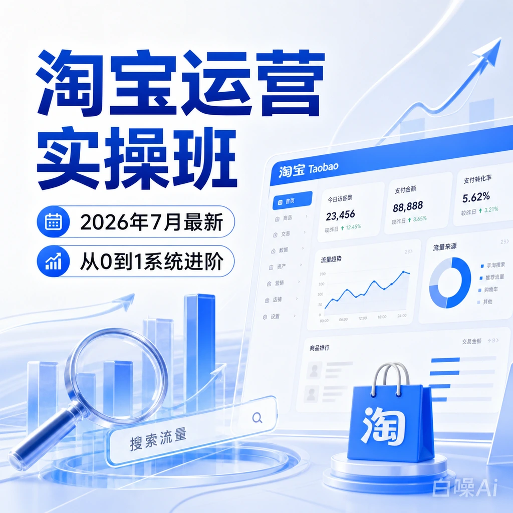 淘宝金牌运营实操班 从0开始系统学习淘宝运营核心问题-聚财网创