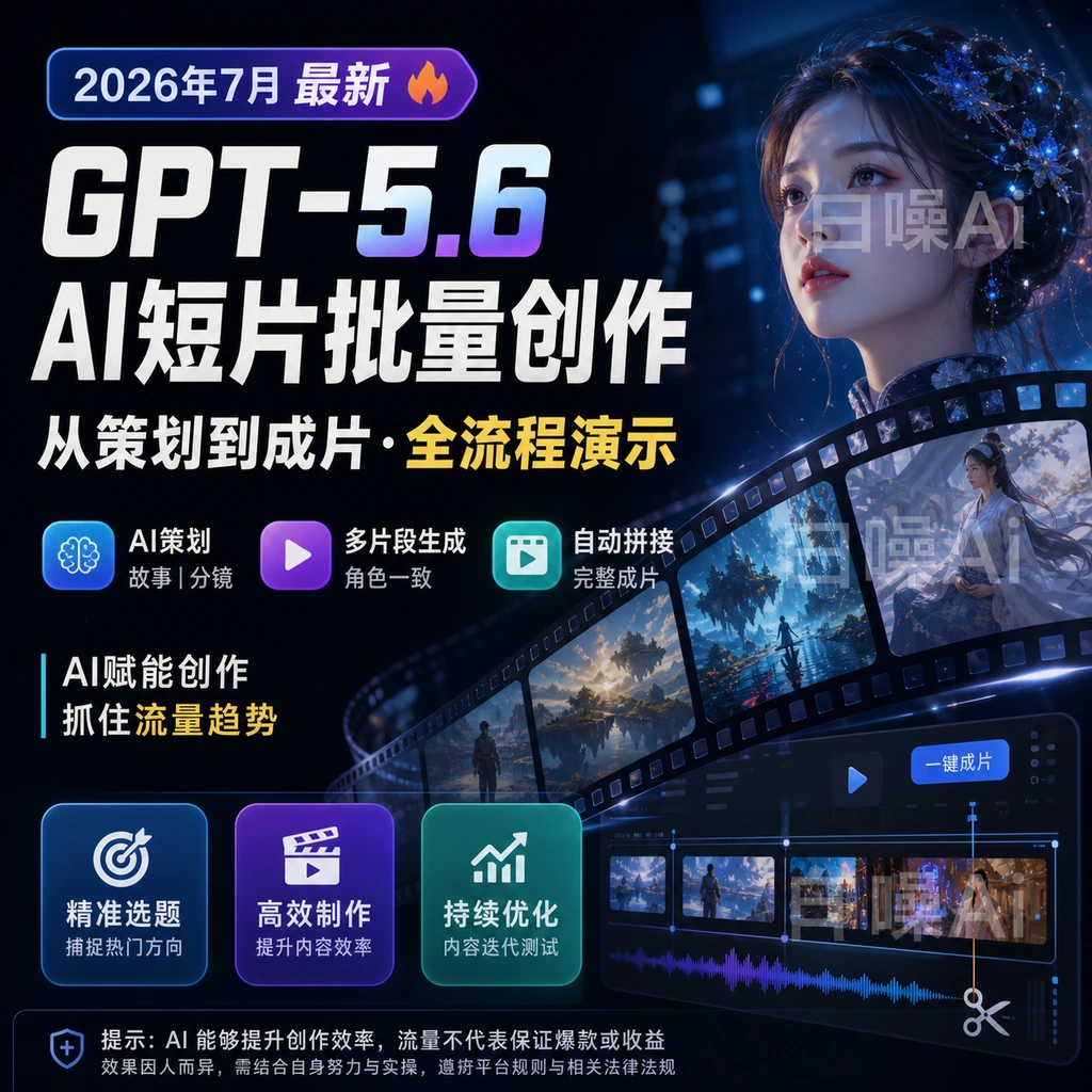 GPT-5.6自动生成与拼接完整视频详解 AI短片批量创作-聚财网创