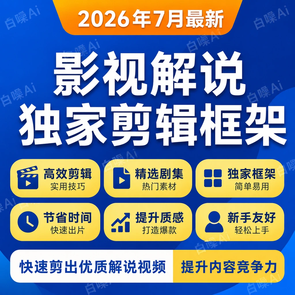 影视解说独家剪辑框架教程2024，精选电视剧素材，高效制作短视频！！-聚财网创