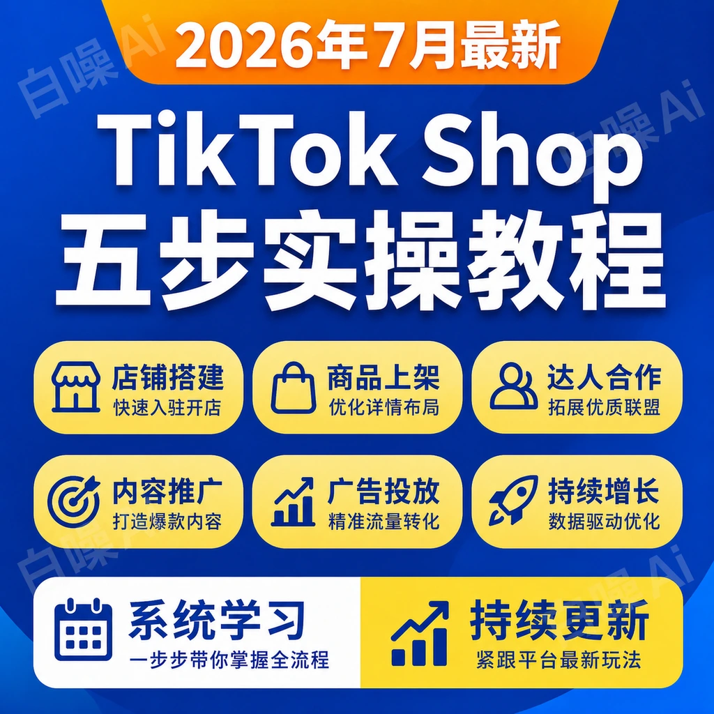 TikTok Shop五步法 双语字幕教程 系统化运营方案 亚马逊卖家课程-聚财网创